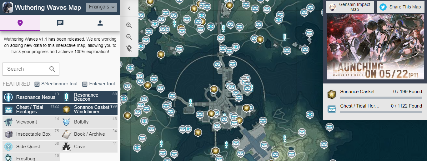 carte interactive Wuthering Waves